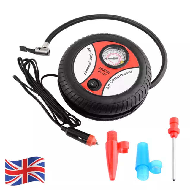 12V Portable Electric Car Tyre Inflator Pump Tire Air Compressor Pump 260PSI UK