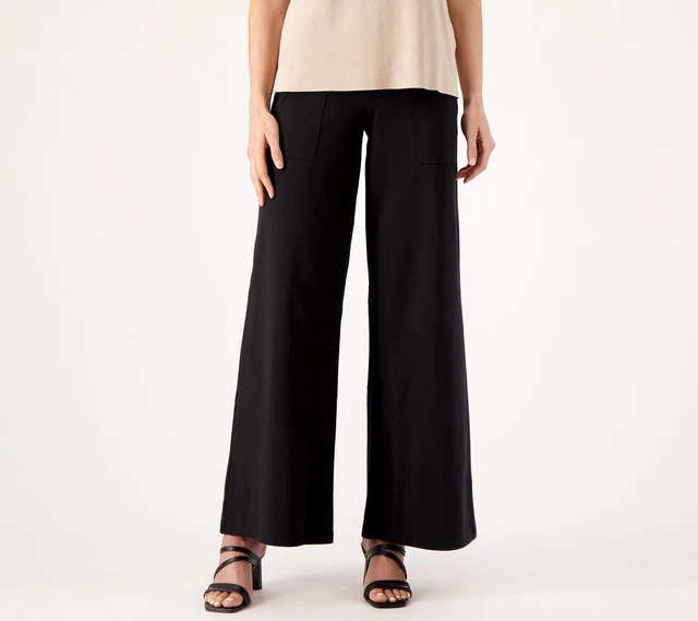 WOMEN CONTROL REGULAR Tummy Wide Leg Pants Women's Shaper Sz S Black £