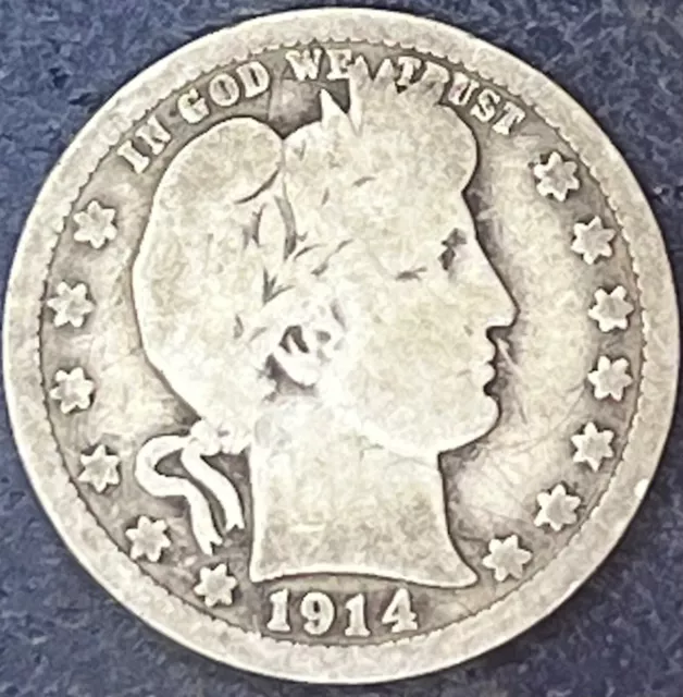 1914 Barber Quarter Well Circulated 0221-3