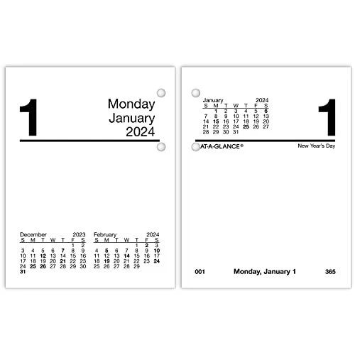 ATAGLANCE 2024 DAILY Desk Calendar Refill 3" x 33/4" Mini LooseLeaf