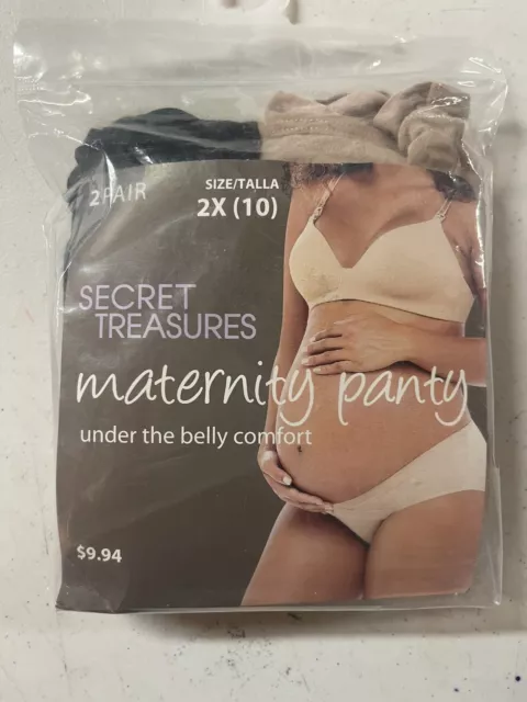 Secret Treasures Maternity Panty Size 2X (10) 2 Pair Beige, Black New
