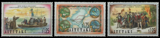 Aitutaki 1992 - Mi-Nr. 702-704 ** - MNH - Schiffe / Ships - Columbus