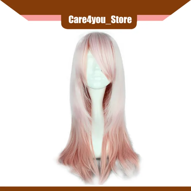 Item of 1 Breathable Women Hair Wigs 24" Pink Gradient  Curly Wig with Wig Cap