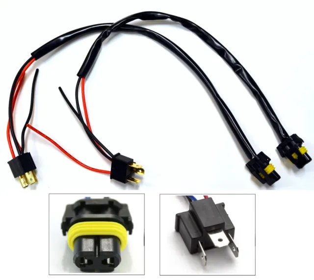 HID Kit Extension Wire 9003 H4 Two Harness Head Light Bulb Female Male Plug Fit