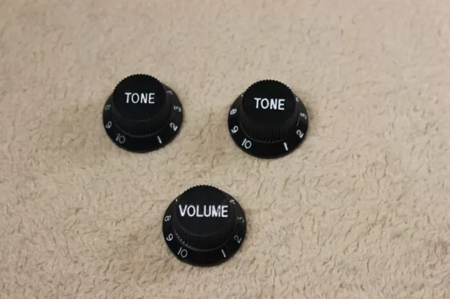 St electric bass guitar volume tone knob potentiometer hat black/white letters 2