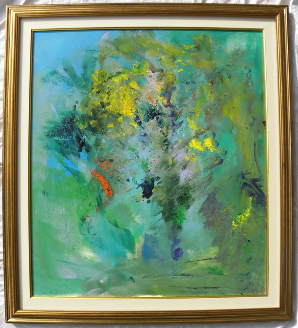 Ernesto TRECCANI (Milano 1920-2009) ALBERO di MIMOSE OLIO TELA 80x70 anno 1999