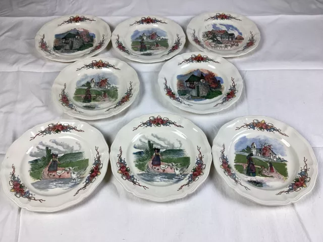 8 assiettes à dessert Digoin Sarreguemines Obernai Henri Loux