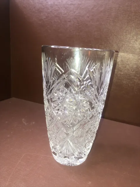 Vase cut glass 8” American Brilliant periods