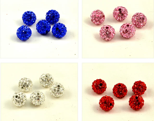 5  CLAY BASED SHAMBALLA 10mm DISCO BALL BEADS  DIAMANTE/RHINESTONE CRYSTALS
