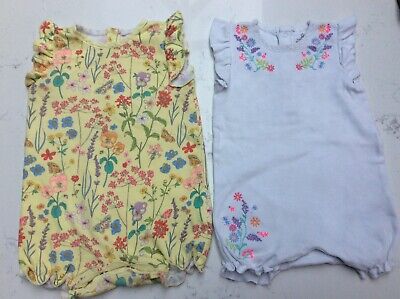 NEXT baby Girl Set Of 2 Floral Rompers 3-6 Months Yellow And White Flowers