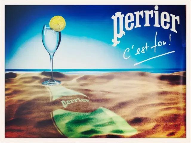 Perrier affiche originale poster 80X100cm "Perrier c'est fou" 1980 pub plv