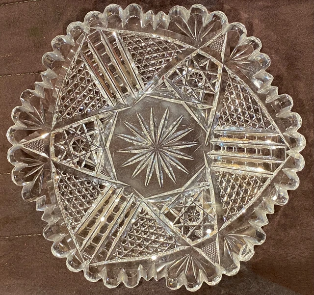 American Brilliant Period Cut Glass 5" Candy Nut Dish Berry Bowl Signed REEDER