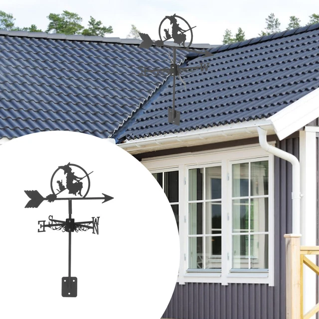 Indicateur De Direction Vent En Fer Forgé Noir - Chat Et Souris Pour Toit Jardin Ferme