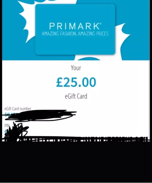 Primark UK E-Gift card/Voucher (£25 value) - Sent By Email