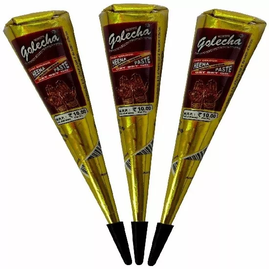 Conos de Henna Marrón Oscuro Hierbas Tubo Indio Tatuajes Temporales Kit 3 Piezas