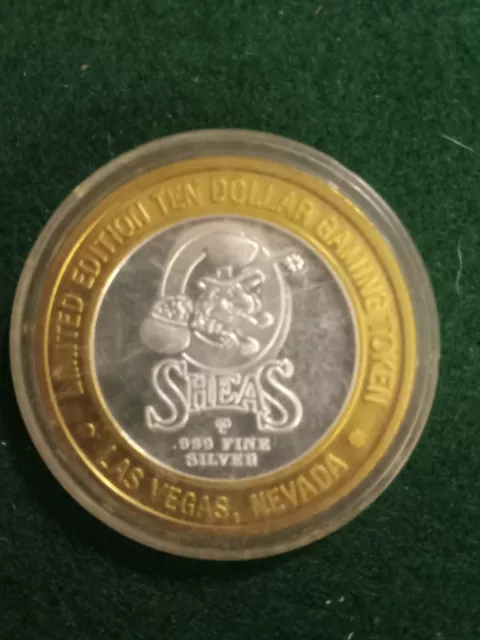 Osheas $10 Gaming Casino Token .999 SILVER Strike  1990’s