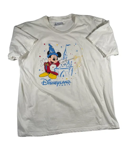 Vtg Disneyland Paris T Shirt Fits M L Mickey Front Graphic Unisex White Preowned