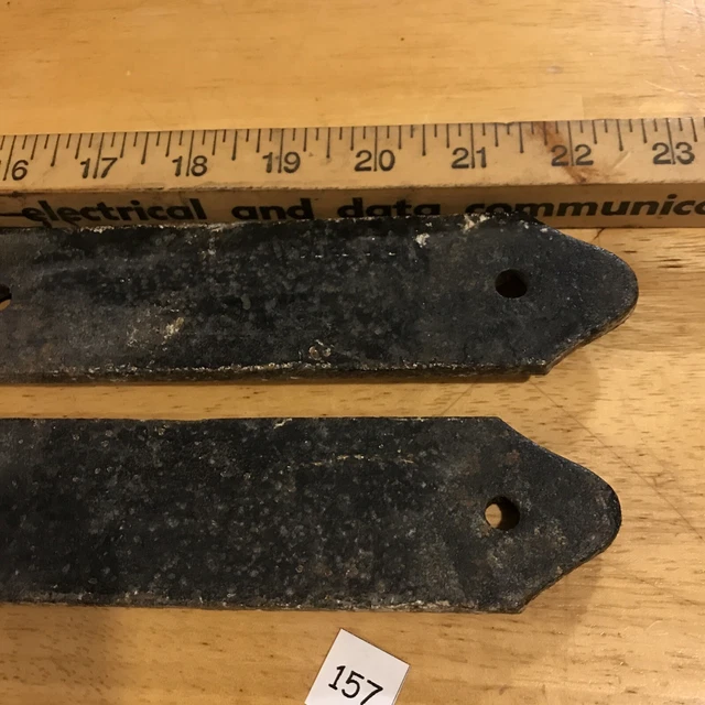 Antique Barn Strap Hinges Hand Hammered Wrought Iron  Approx. 22” - 23” Lot Of 2 6