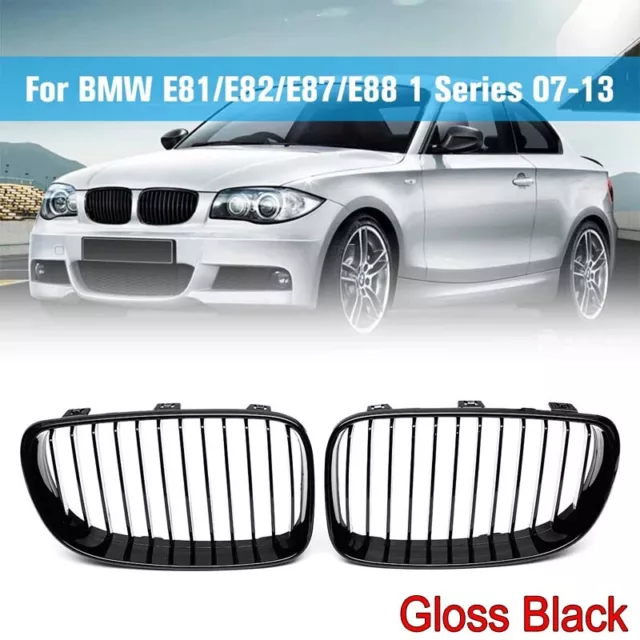 FOR BMW 1 SERIES E81 E82 E87 E88 LCI FRONT KIDNEY GRILLE GRILL GLOSS BLACK  08-13 £16.79 - PicClick UK