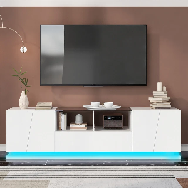 High Glossy LED TV Stand Cabinets for 72 inch TV Entertainment Center TV Table
