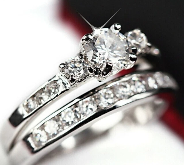 3.20CT Round Cut Lab Created Diamond Women's Promise Ring 14K White Gold Plated