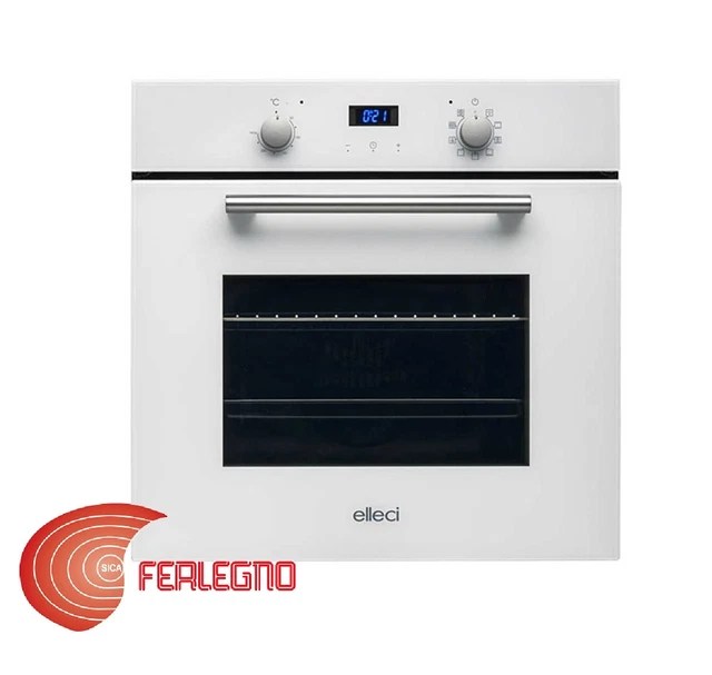 Forno Incasso 60Cm Bianco Elettrico Ventilato 9 Funzioni 60Lt Mod.quadro Elleci
