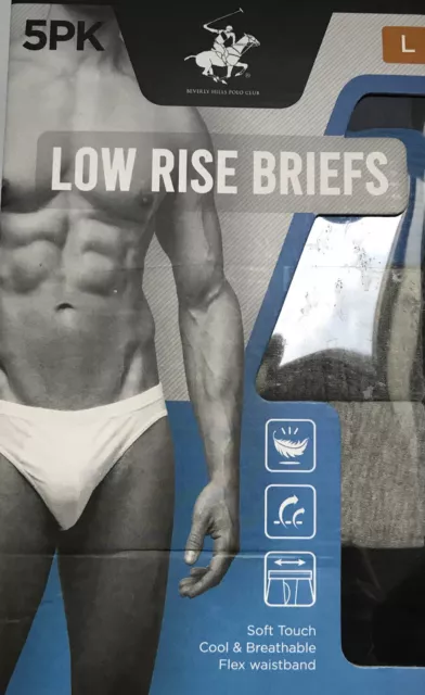 US POLO ASSN 5 Pack Cotton Low Rise Briefs Men's Large Assorted Colors New