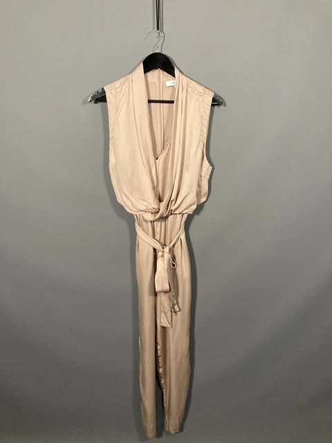 BNWT REISS ORANGE red silky Kali drape belted jumpsuit size 8 RRP