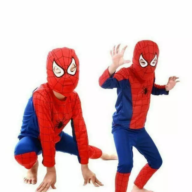 Costume Costume Cosplay Bambini Ragazzi Spider-Man Costume Maschera Supereroe Abito Fantasioso↑