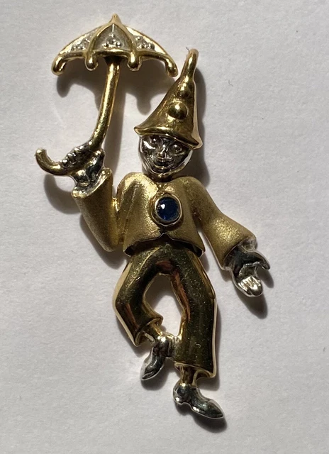 Pendentif Clown Articulé En Or Jaune 18 Carats - 3,80 Grammes - Occasion à Personnaliser