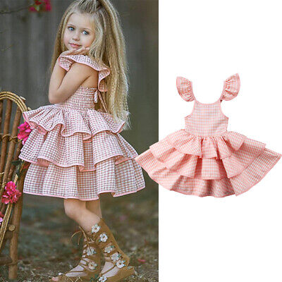 Toddler Infant Baby Girls Summer Outfits Ruffle Sleeveless Romper Dress Clothes