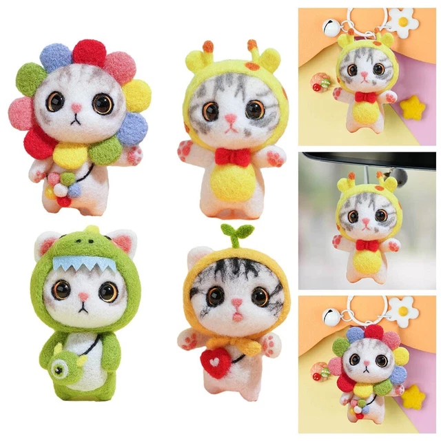 No Finish Needle Felting Kit Create Your Own Fashionable Cute Cat Toy from Wool