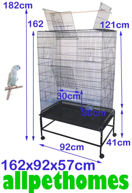 Bird Cage Parrot Aviary Pet Stand-alone Budgie Perch Castor Wheels Large SUPREMO