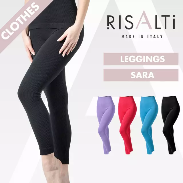 Leggins Sportivi Donna Total Costina Vita Alta - Leggings Elasticizzati Risalti