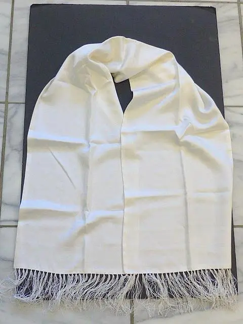 POLO Ralph Lauren Made in Japan 100% Silk White Paisley Dress Scarf 11" x 62"