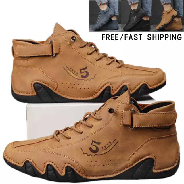 Leather Mens Casual Trainers Jogging Athletic Tennis Sports Running Sneakers Gym