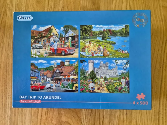 Gibsons Day Trip To Arundel 4 x 500 Piece Jigsaw Puzzles NEW RELEASE