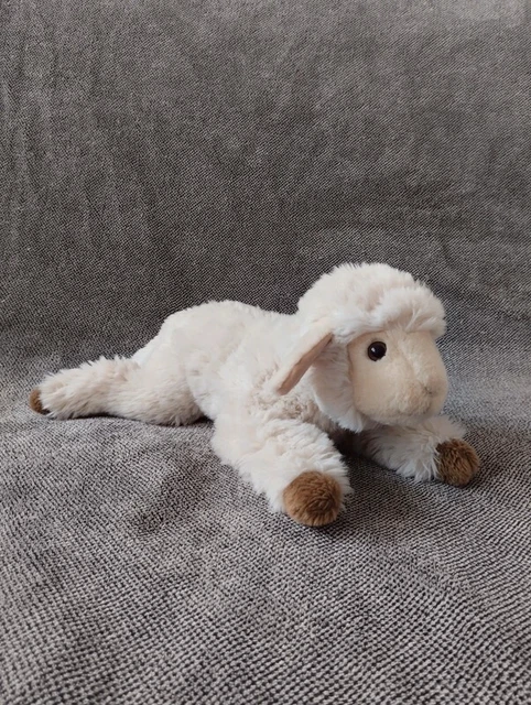 Peluche mouton blanc beige allongé - Steiff - Doudou agneau