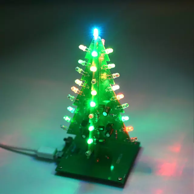 DIY 3D LED Flashing Christmas Tree Circuit Kit Glitter Learning Electronic Z1T7