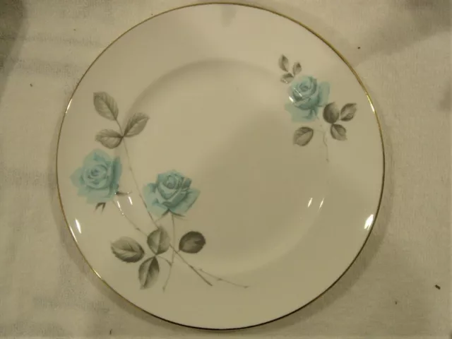 Vintage  Crown Staffordshire Fine Bone China Salad Plate 8 1/4" Blue Rose