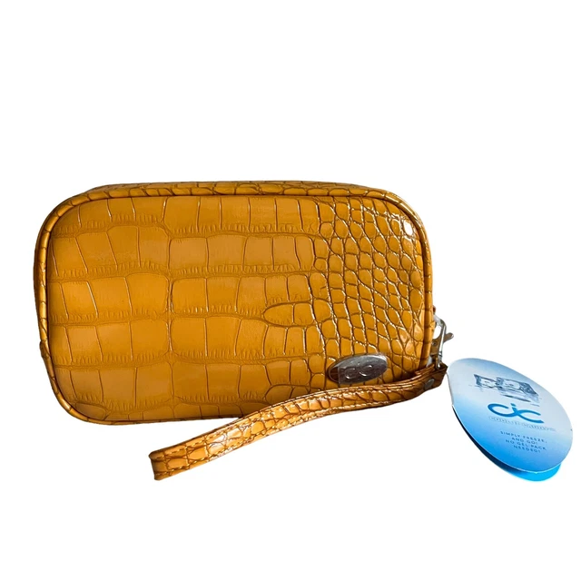 Samantha Brown Cool-It Caddy Wristlet Makeup Bag Insulated Beach Croc Embossed