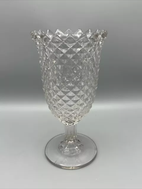 EAPG Early American Unknown Flint Sawtooth Pattern Glass Vase Antique Vintage