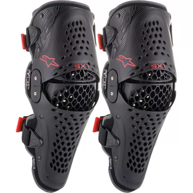 Alpeinstars MX SX-1 V2 Black/Red Off Road Motocross Dirt Bike Knee Guards