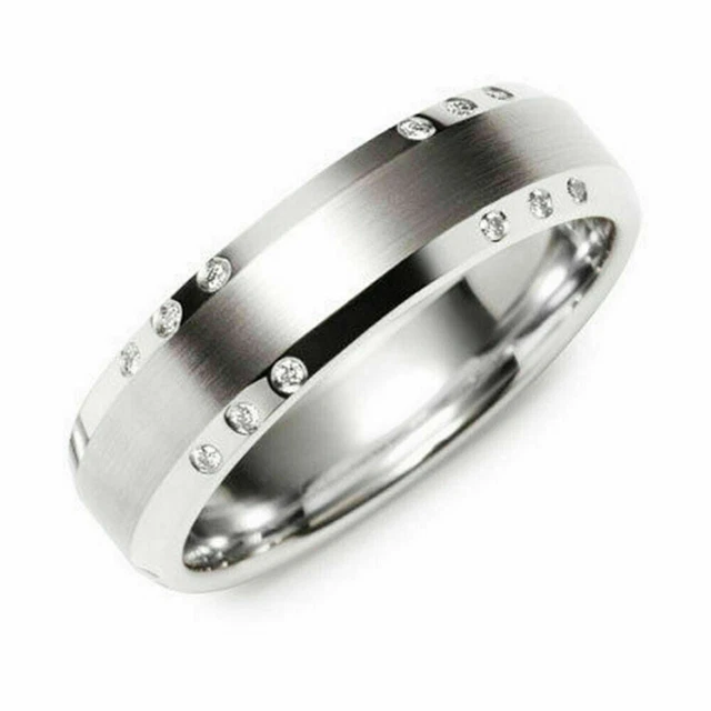 0.15 CT Naturel Diamant Homme Fiançailles 14K or Blanc Homme Bandeau Taille 9 10