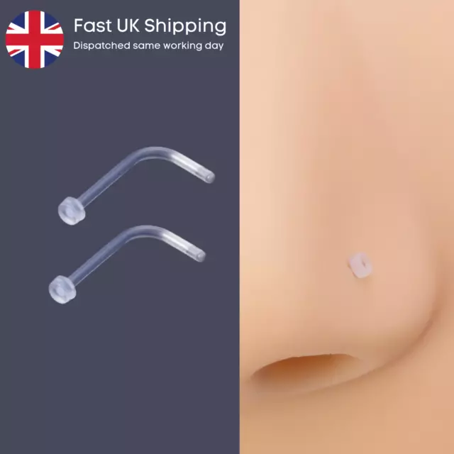 Invisible Clear Nose Stud. See Through Nose Stud. Transparent Plastic Piercing