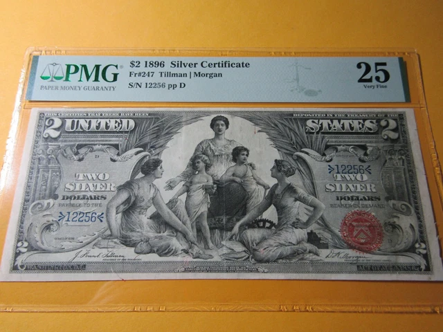 $2 1896 Silver Certificate Fr#247 Educational Note PMG VF25