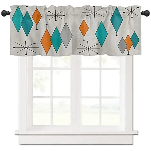 ARTSHOWING Europen Modern Mid Century 1 Panel Tier Window Curtain Valance Rod...