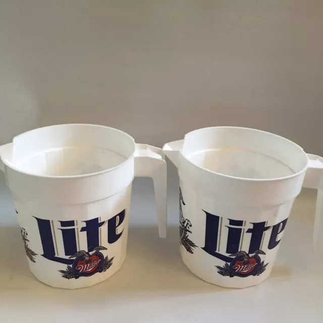 MILLER LITE / GENUINE DRAFT Plastic Beer Pitcher Home Bar Man Cave Set Of 2