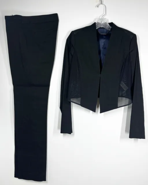 ELIE TAHARI 2 Piece Black Linen Short Jacket & Pant Suit Size 4 DRY CLEANED NGL