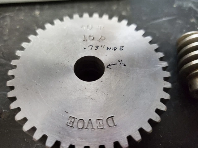 steel gear, 40 tooth, 16 DP, .73" thick, 1/2" bore, 2.62 OD, new, stamped DEVOE